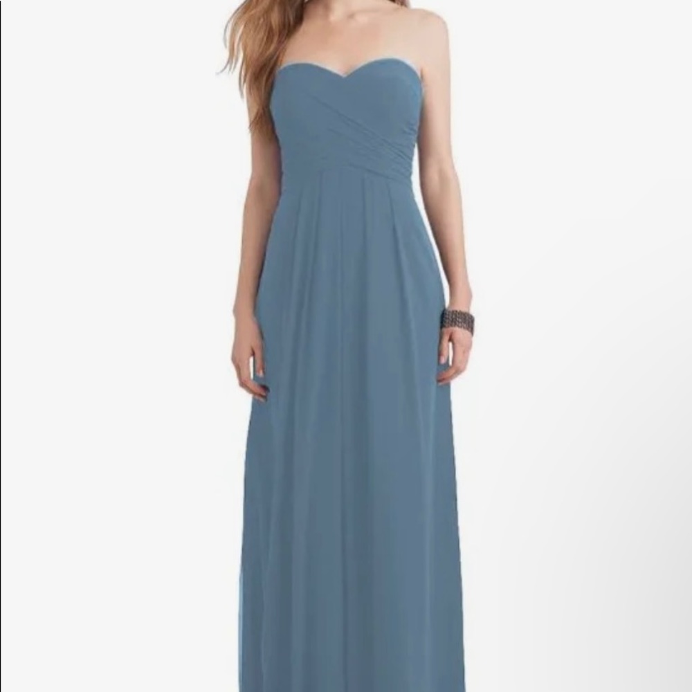 Bill Levkoff slate blue bridesmaid dress